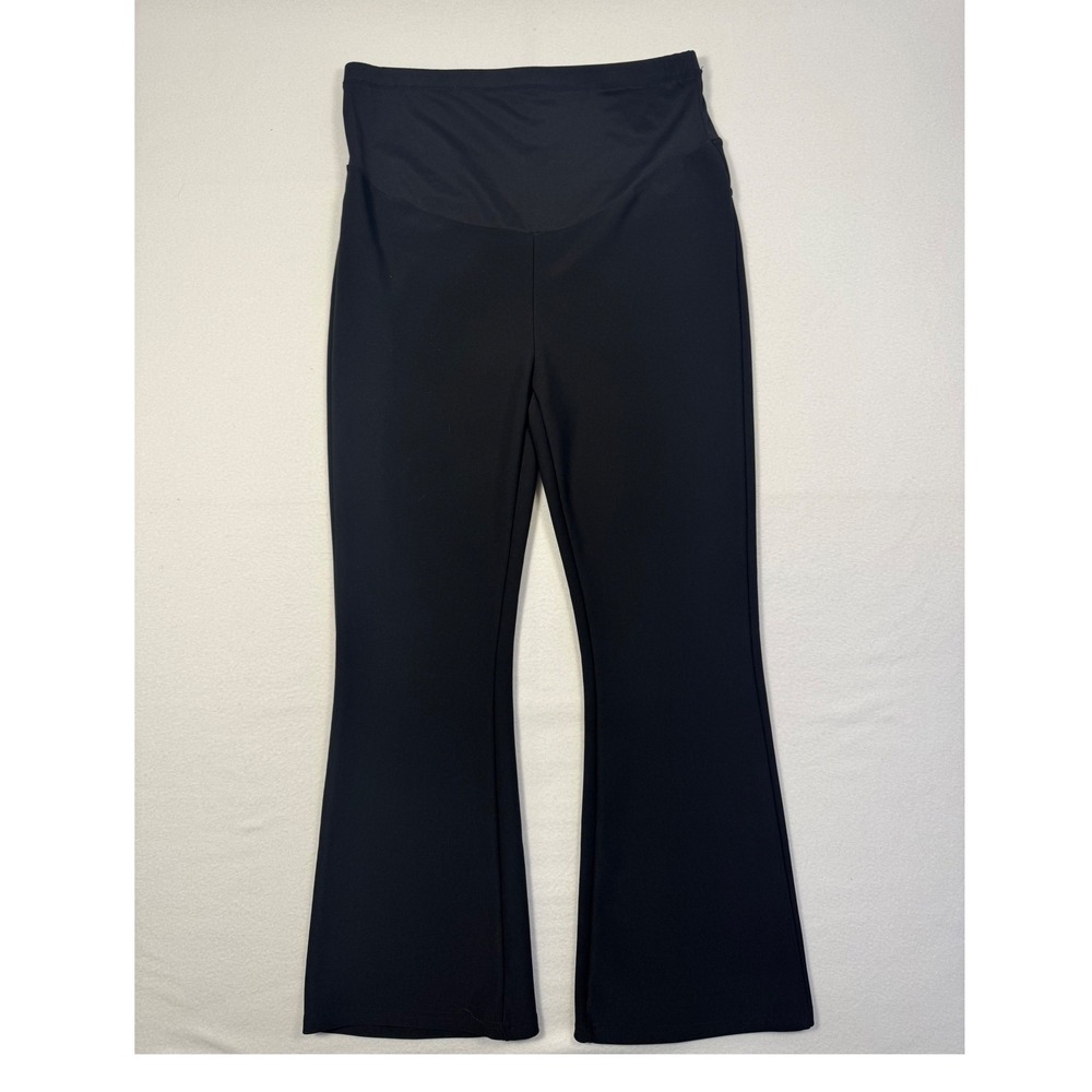 Maternity Free‎ Haven Womens Size M Flare Pants Black Over Belly Stretch Career